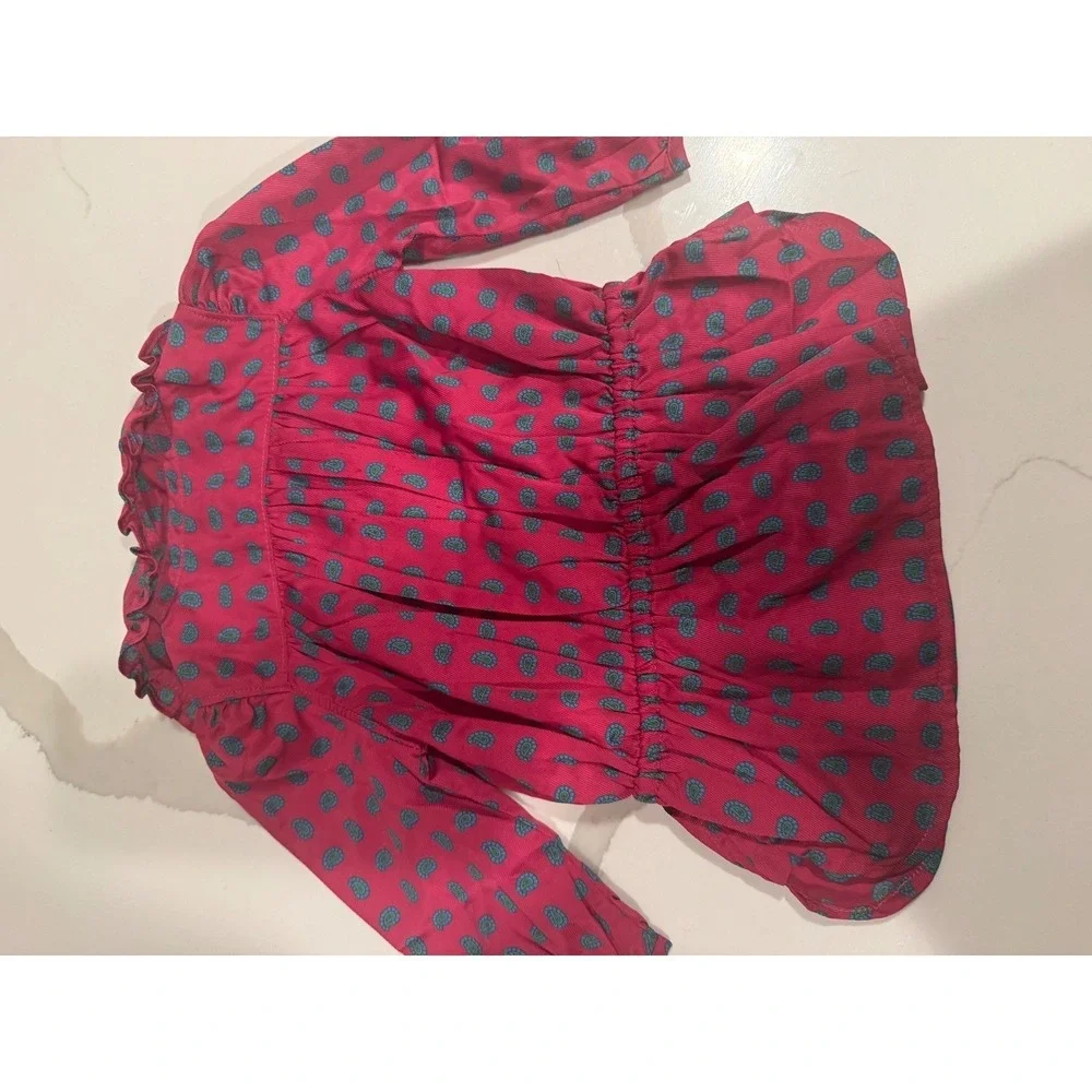 Ralph Lauren Baby Girls Red Paisley Ruffle Collar Long‎ Sleeve Dress 9M